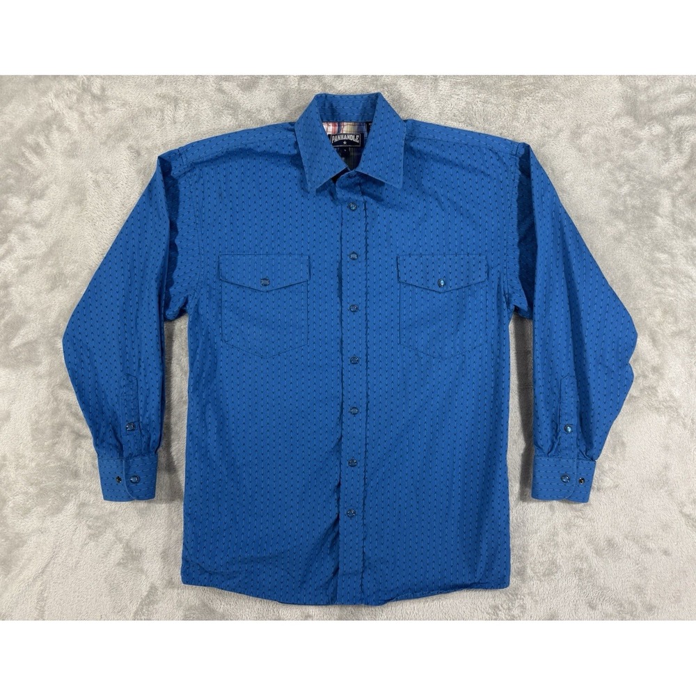 Panhandle Shirt Mens S Western Rodeo Cowboy Ranch Pearl Snap‎ Aztec Tribal Blue